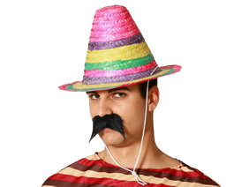 Sombrero mexicain multicolore en paille 33 cm de diamètre