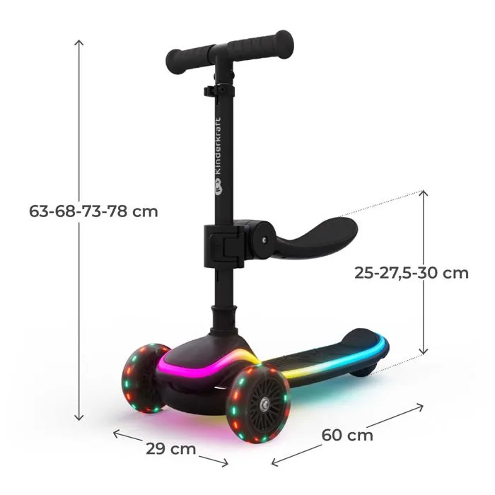 Kinderkraft RAKET UP Trottinette 2 en 1 avec Siège Réglable et Roues LED Kinderkraft RAKET UP Trottinette 2 en 1 avec Siège Réglable et Roues LED