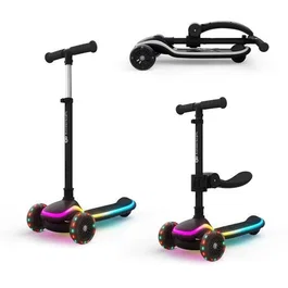 Kinderkraft RAKET UP Trottinette 2 en 1 avec Siège Réglable et Roues LED