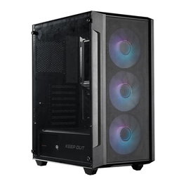 Keep Out Caja Ordenador Gaming KO XC-200 RGB Boîtier Micro-ATX avec Fenêtre en Verre Trempé, Ventilateurs RGB