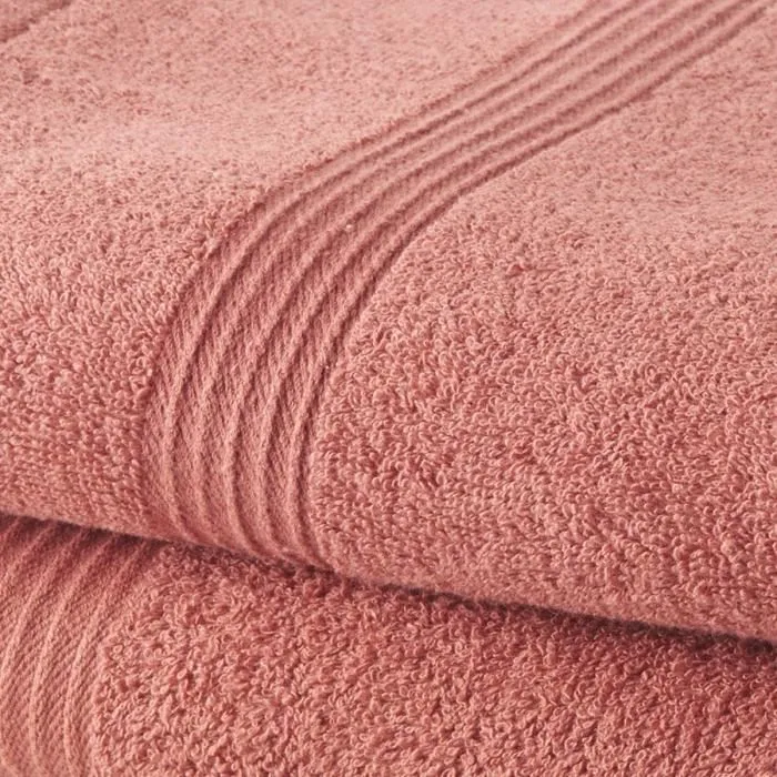 Today Drap de bain coton 70x130 cm et serviette de bain 50x100 cm - Ensemble bain - Coton 100% - Couleur terracotta