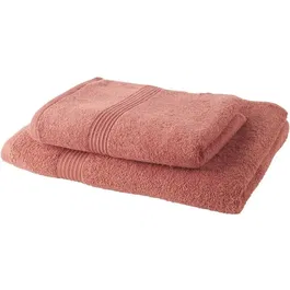 Today Drap de bain coton 70x130 cm et serviette de bain 50x100 cm - Ensemble bain - Coton 100% - Couleur terracotta