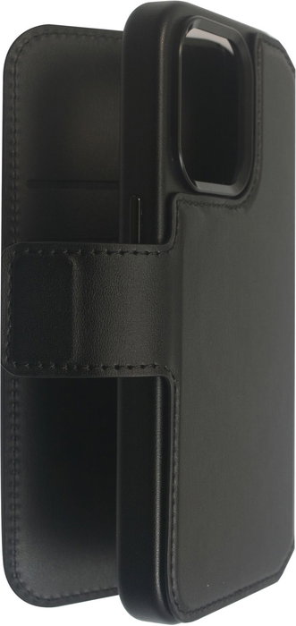 eSTUFF Coque Portefeuille INFINITE MILAN pour iPhone 16 Plus - Noir - 87% Matériaux Recyclés - 3 Emplacements Cartes - Compatible MagSafe - Fermeture Magnétique