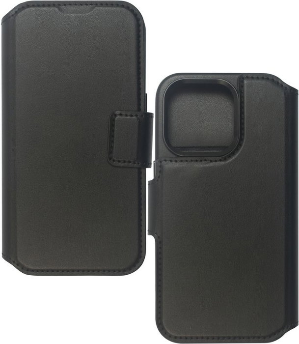 eSTUFF Coque Portefeuille INFINITE MILAN pour iPhone 16 Plus - Noir - 87% Matériaux Recyclés - 3 Emplacements Cartes - Compatible MagSafe - Fermeture Magnétique