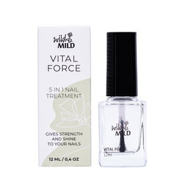 Wild&Mild Vernis à Ongles Vital Force - Soin Fortifiant enrichi en 5 Vitamines et 5 Extraits Botaniques - 12 mL - Pour des ongles hydratés, nourris et brillants
