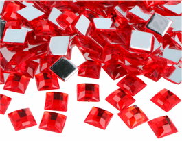 Innspiro Gemmes décoratives acryliques carrées rouges 12x12 mm, 500 unités environ