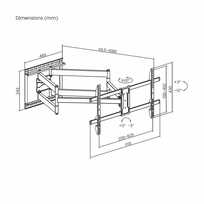 Support de TV Aisens WT90TSLE-387 43" 90" 60 Kg