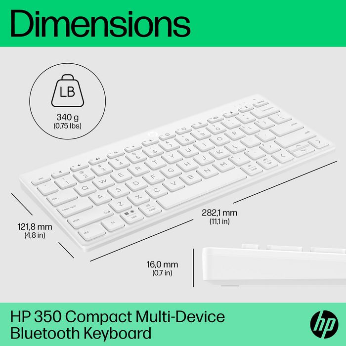 HP 350 Clavier Bluetooth multi-périphériques compact, Blanc