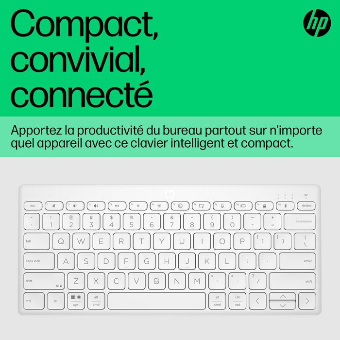 HP 350 Clavier Bluetooth multi-périphériques compact, Blanc