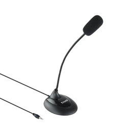 TooQ TQMM-213 Microphone Multimédia pour Ordinateur Portable, Filaire Jack 3.5 mm, Noir, Longueur de Câble 2 m