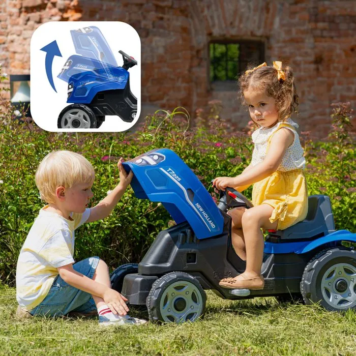 Falk Tracteur à pédales enfant New Holland T7 avec remorque amovible