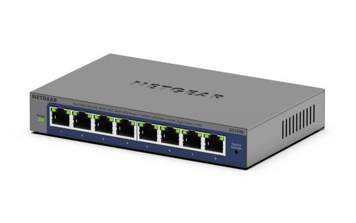 Netgear GS108E Switch Gigabit managé 8 ports avec VLAN, QoS, montage rack/mur, alimentation 12V/1.5A Netgear GS108E Switch Gigabit managé 8 ports avec VLAN, QoS, montage rack/mur, alimentation 12V/1.5A