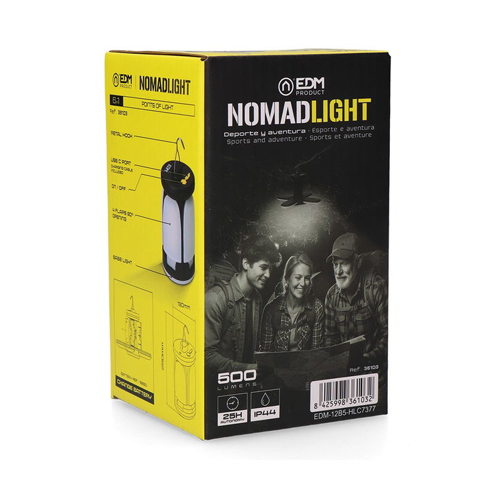 Edm Nomad Light Lampe de camping pliable rechargeable 6W 500lm