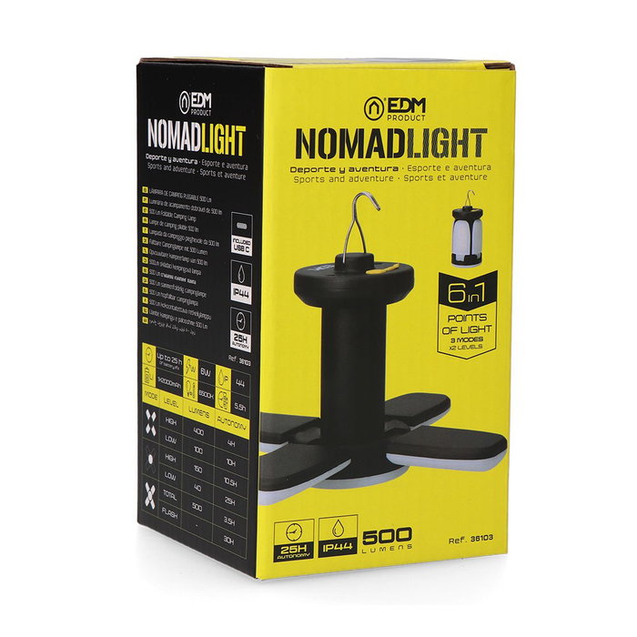 Edm Nomad Light Lampe de camping pliable rechargeable 6W 500lm