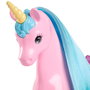 Barbie - Poupée Barbie et sa Licorne avec crinière et queue à coiffer - Jouet avec accessoires et paillettes - Référence Hyt62