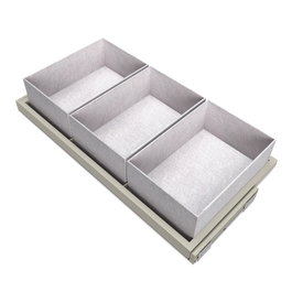 Emuca Kit de plateau avec 3 paniers et cadre coulissant soft close, Module 900mm, Gris pierre