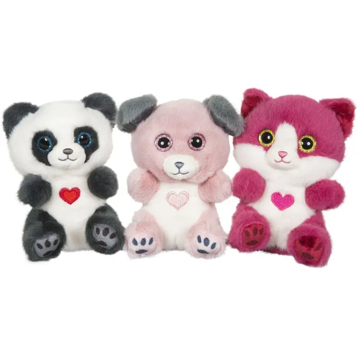 Gipsy Toys - Peluche Cutydoo Love Panda avec cœur brodé - Texture ultra douce à poils longs - 13 cm - Gris