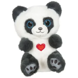 Gipsy Toys - Peluche Cutydoo Love Panda avec cœur brodé - Texture ultra douce à poils longs - 13 cm - Gris