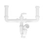 ABRISA Siphon Double Extensible avec Deux Évacuations 1 1/2 pulces et Sortie 40 mm