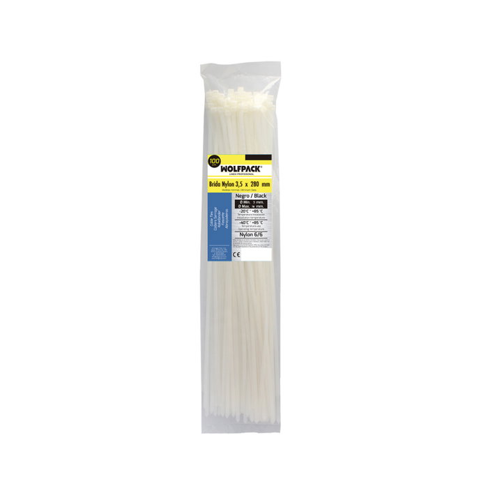 WOLFPACK LINEA PROFESIONAL Colliers de serrage en nylon 3,5 x 135 mm, 100 pièces WOLFPACK LINEA PROFESIONAL Colliers de serrage en nylon 3,5 x 135 mm, 100 pièces
