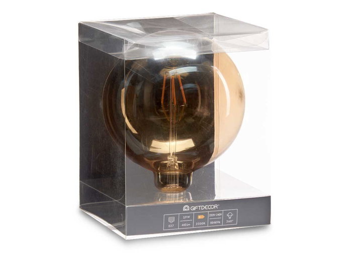 Giftdecor Ampoule LED Vintage 150mm E27 4W Lumière Chaude Transparent Cristal Métal 14x19x14 cm (Set de 12)