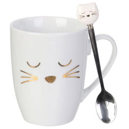 The Concept Factory Mug avec cuillère chat 300 ml
