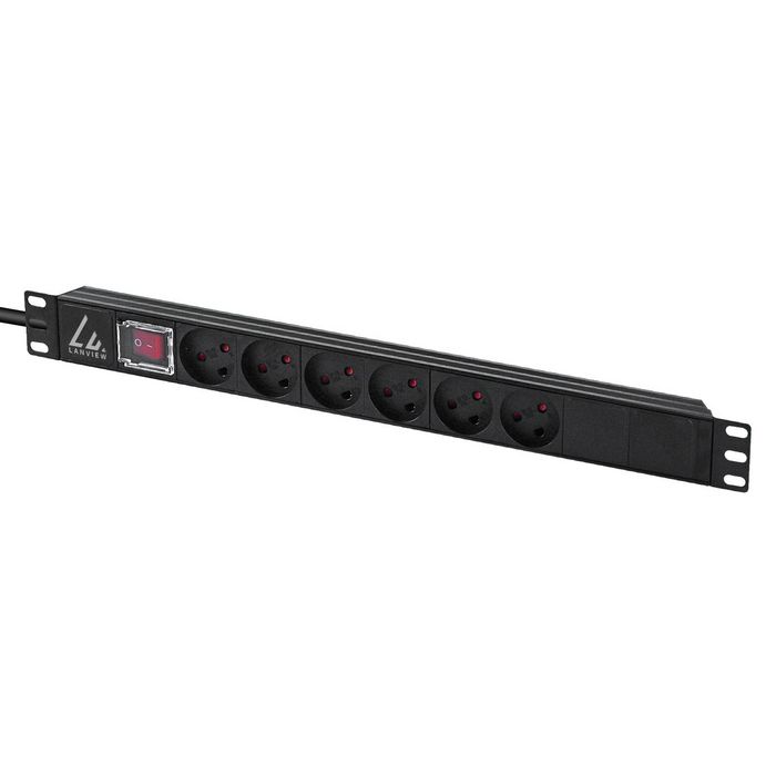 Lanview Bande d'alimentation 19'' avec 6 prises type K danois et interrupteur ON/OFF Lanview Bande d'alimentation 19'' avec 6 prises type K danois et interrupteur ON/OFF