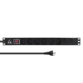 Lanview Bande d'alimentation 19'' avec 6 prises type K danois et interrupteur ON/OFF