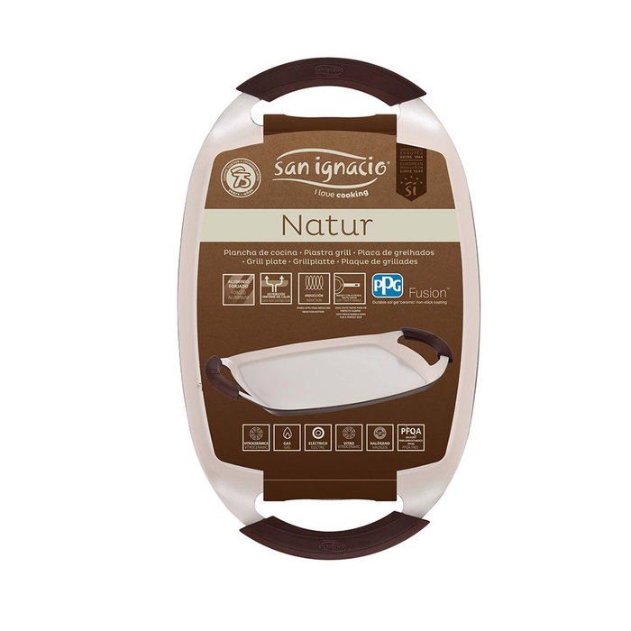 San Ignacio Natur Asplat en aluminium forgé 37,5 x 23,5 cm antiadhésif compatible induction