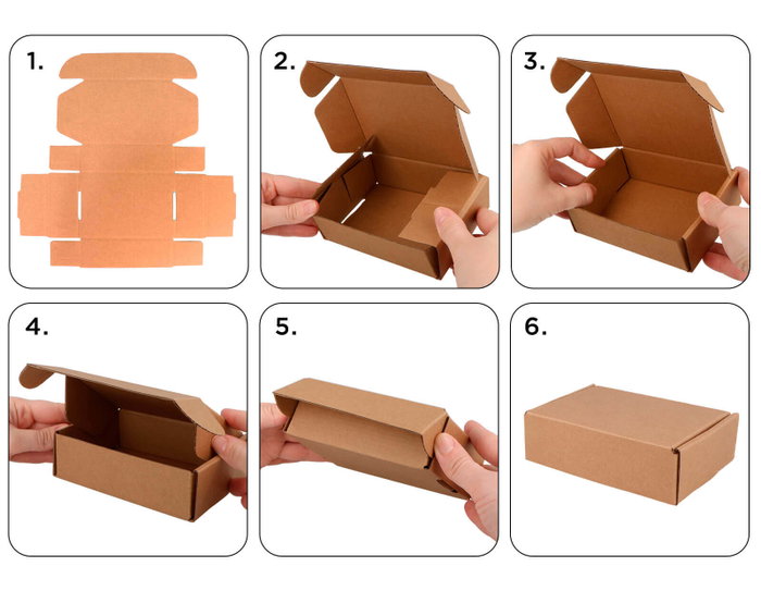 Innspiro Pack de 100 boîtes en carton kraft auto-montables 137x92x42mm