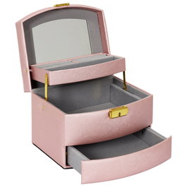 Home Deco Factory Coffret à bijoux 3 niveaux avec miroir, Collection POUR ELLE