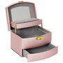 Home Deco Factory Coffret à bijoux 3 niveaux avec miroir, Collection POUR ELLE