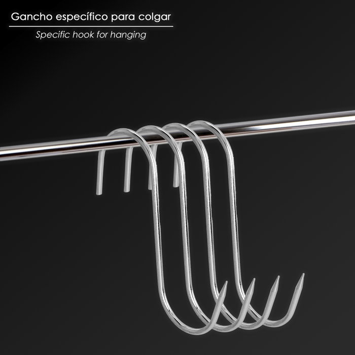 WOLFPACK LINEA PROFESIONAL Crochet de boucher en acier inoxydable forme S nº 7