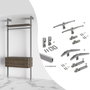 Emuca Kit de fixation pour 1 étagère en bois, 1 module et 1 tringle de suspension longueur 1m Zero, Zamak, Gris pierre peint