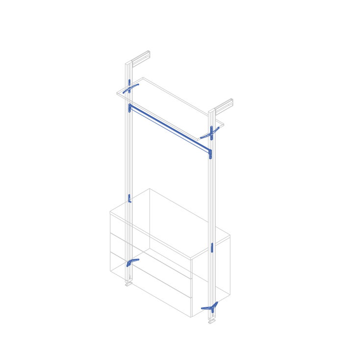 Emuca Kit de fixation pour 1 étagère en bois, 1 module et 1 tringle de suspension longueur 1m Zero, Zamak, Gris pierre peint Emuca Kit de fixation pour 1 étagère en bois, 1 module et 1 tringle de suspension longueur 1m Zero, Zamak, Gris pierre peint