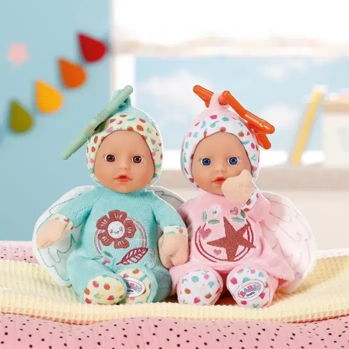 Baby Born - Poupée chiffon Ange douce 18cm - Fixation et hochet intégrés - Jeu d'éveil pour bébé dès la naissance
