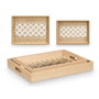 GIFTDECOR Set de 2 Plateaux Rectangulaire et Circulaire Bois et Verre