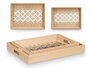 Giftdecor Lot de 2 plateaux rectangulaires cercles 40x6x31 cm bois et verre (Set de 6)