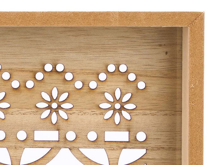 Giftdecor Lot de 2 plateaux rectangulaires cercles 40x6x31 cm bois et verre (Set de 6) Giftdecor Lot de 2 plateaux rectangulaires cercles 40x6x31 cm bois et verre (Set de 6)