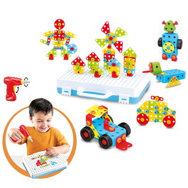 TACHAN Set de Constructions avec Tournevis Électrique - Mallette de Jeu pour Créations 2D et 3D - Développe la Motricité Fine et la Vision Spatiale - à partir de 3 ans