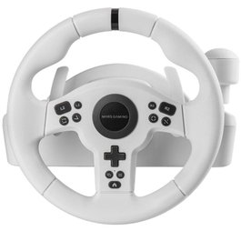 Mars Gaming MWHRSXONEW Volant de course DriveSense 270° Multiplateforme Blanc avec pédalier et levier de vitesses