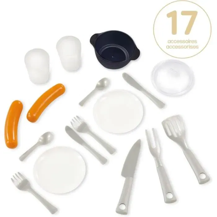Smoby - Cuisine d'Été Smoby Life avec Grill et Évier - 17 Accessoires - En Plastique Recyclé - Jouet d'Extérieur pour Enfants dès 2 Ans