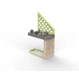 Smoby - Cuisine d'Été Smoby Life avec Grill et Évier - 17 Accessoires - En Plastique Recyclé - Jouet d'Extérieur pour Enfants dès 2 Ans