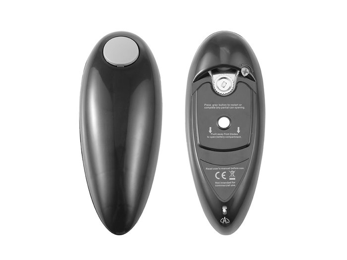 Kinvara Ouvre-boîte électrique noir 16,5 x 6,5 x 4,5 cm plastique ABS acier piles 2xAA non incluses (Set de 18)