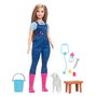 Barbie Tu Puede Ser Veterinaria De Granja HRG42 Mattel - Version espagnole - Poupée vétérinaire de ferme avec 10 accessoires dont fonction interactive
