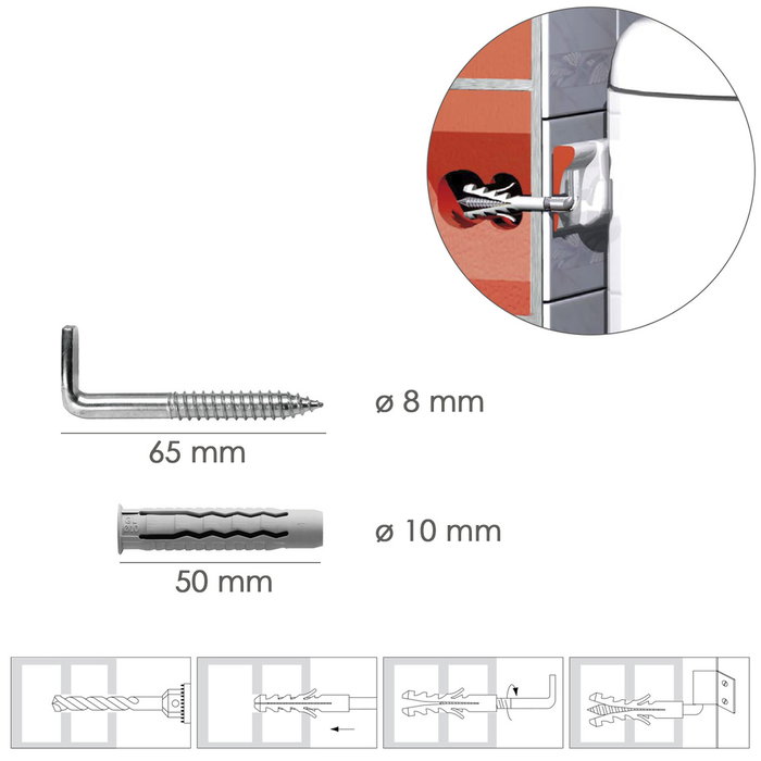 WOLFPACK LINEA PROFESIONAL Kit Sanitaire Alcayata avec Cheville Ø 10 x 50 mm