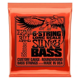 ERNIEBALL Jeu de cordes basse électrique Slinky 6 cordes 32-130