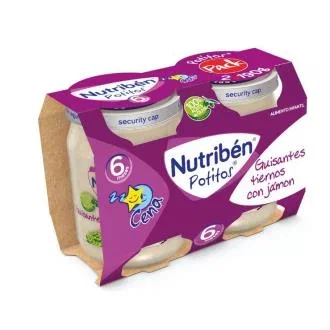 Nutriben Potito Dîner Petits Pois Jambon 2x190g +6 Mois Nutriben Potito Dîner Petits Pois Jambon 2x190g +6 Mois