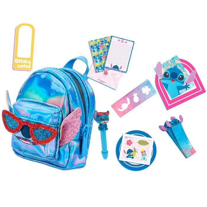 CEFA Mochila Disney Real Littles Stitch 00268 - Sac à dos avec 6 accessoires de papeterie personnalisés Stitch