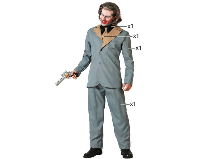 Disfraz Payaso Traje Gris Con Corbata - Costume de Clown Gris avec Cravate pour Homme Adulte Taille XS-S - Polyester - Pour Halloween et Fêtes Disfraz Payaso Traje Gris Con Corbata - Costume de Clown Gris avec Cravate pour Homme Adulte Taille XS-S - Polyester - Pour Halloween et Fêtes